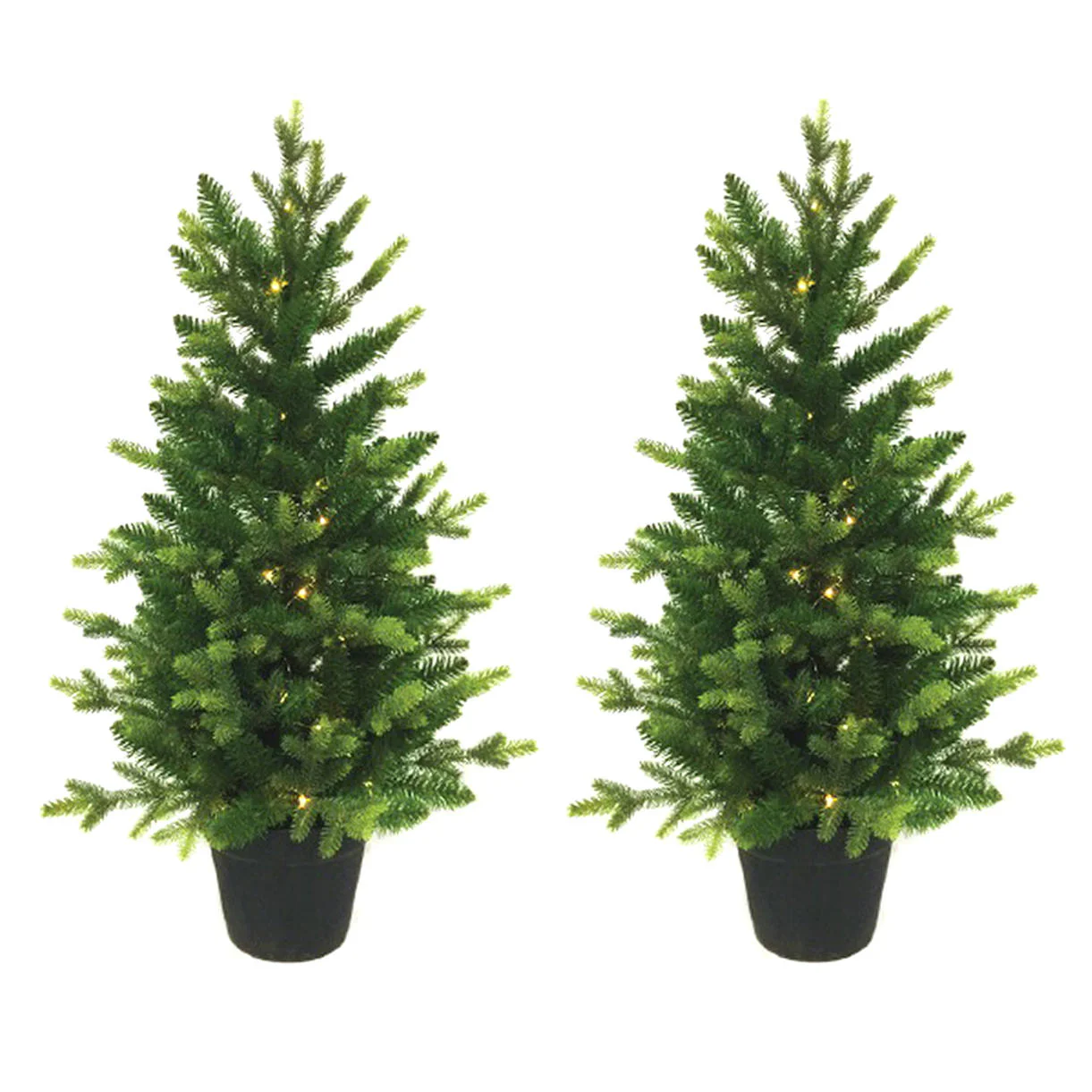 Pair of Pre-Lit Pine LED Doorstep Christmas Trees - Image 2