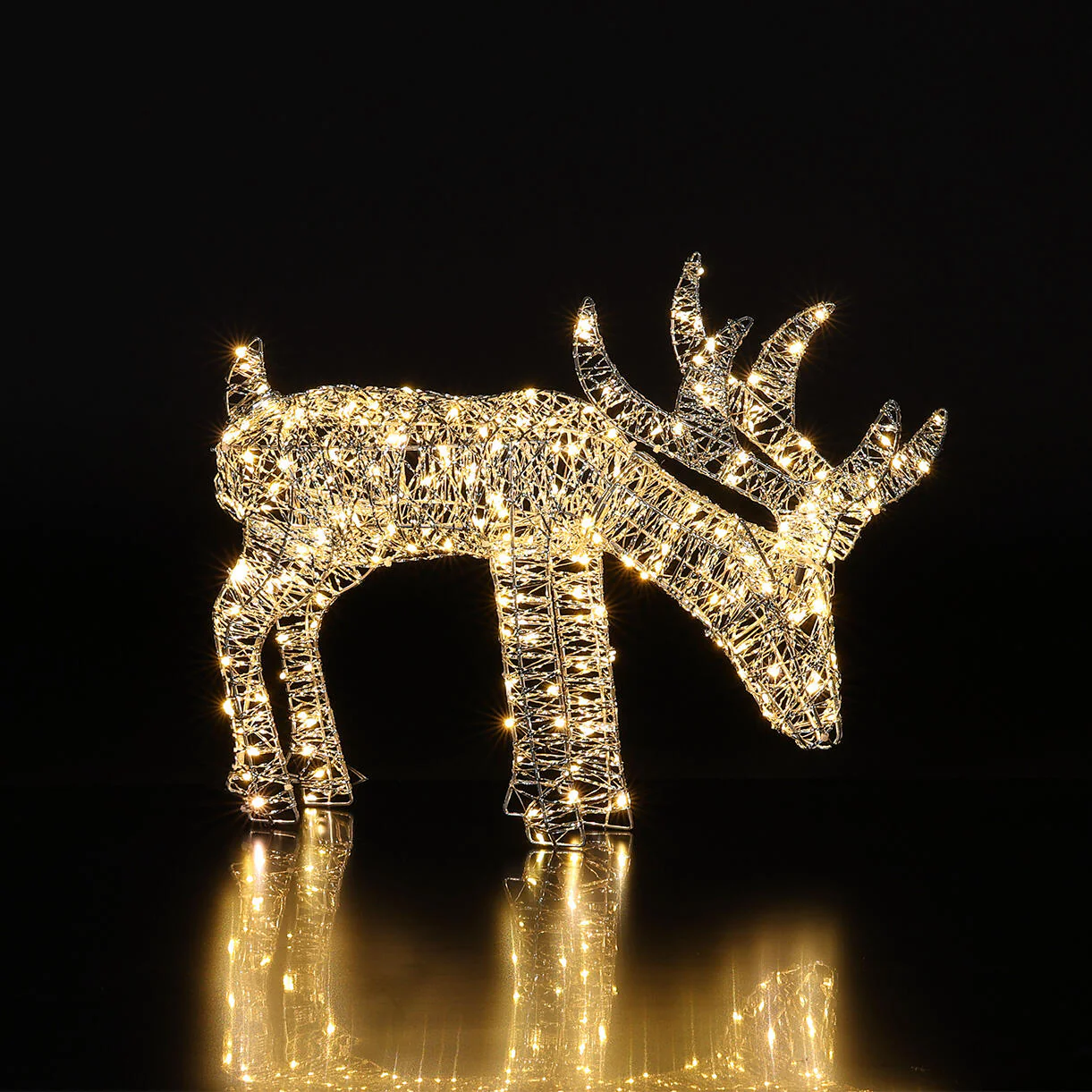 Silver Grazing LED Reindeer - Image 2