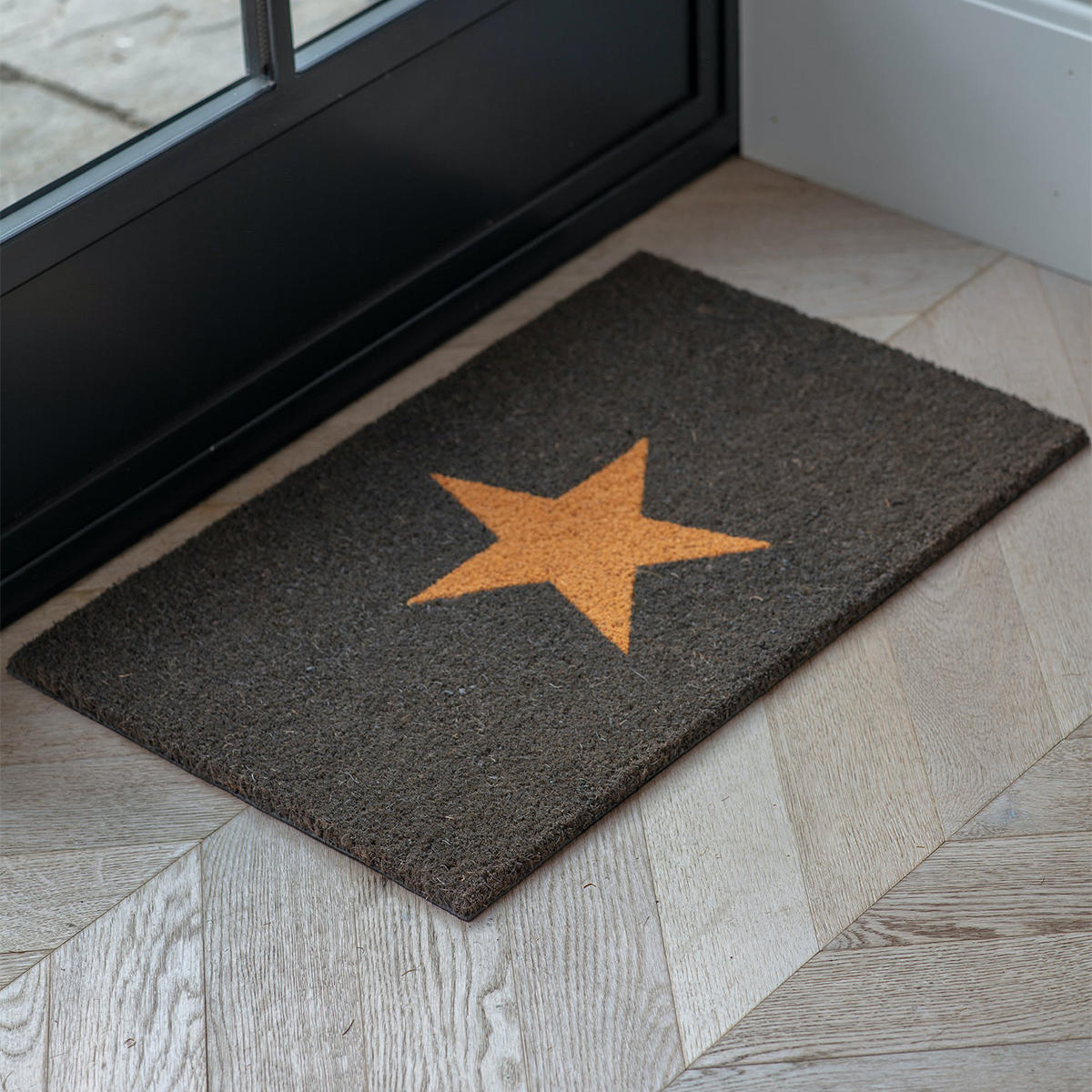 Charcoal Doormat with Single Natural Star