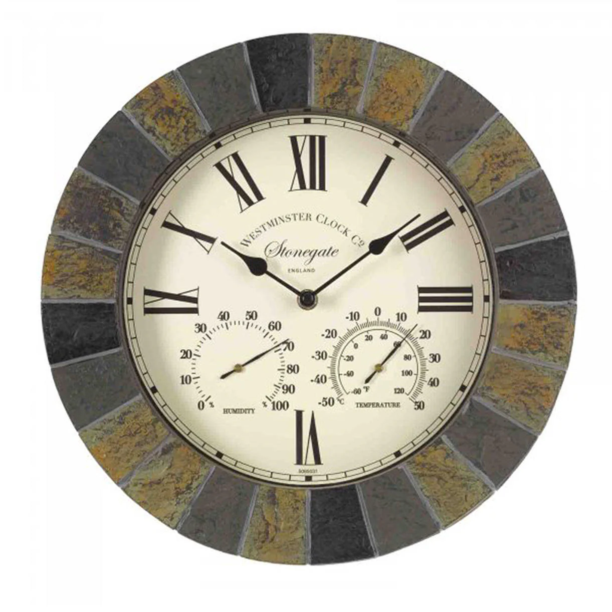 Slate Effect Outdoor Wall Clock and Thermometer - Image 2