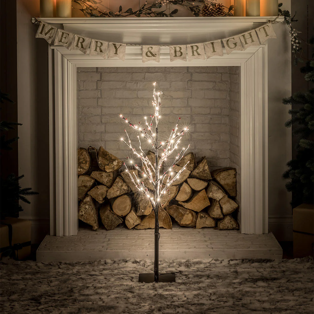 Snowy Swept Twig Tree with Berries - Image 2