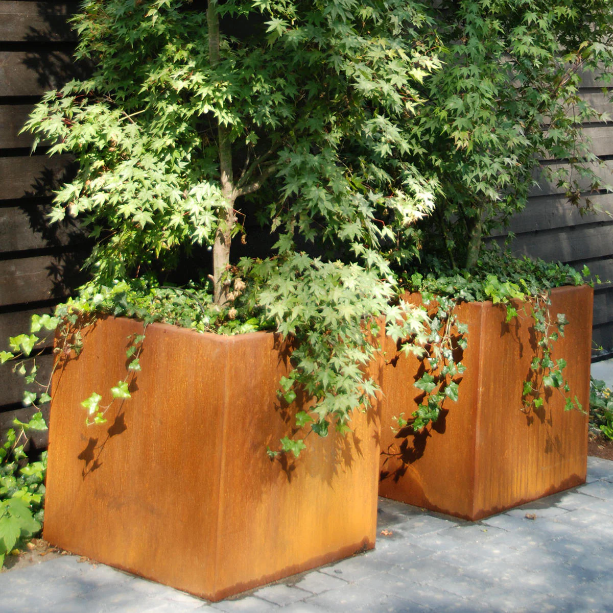 Square Corten Steel Cube Planters - Image 2