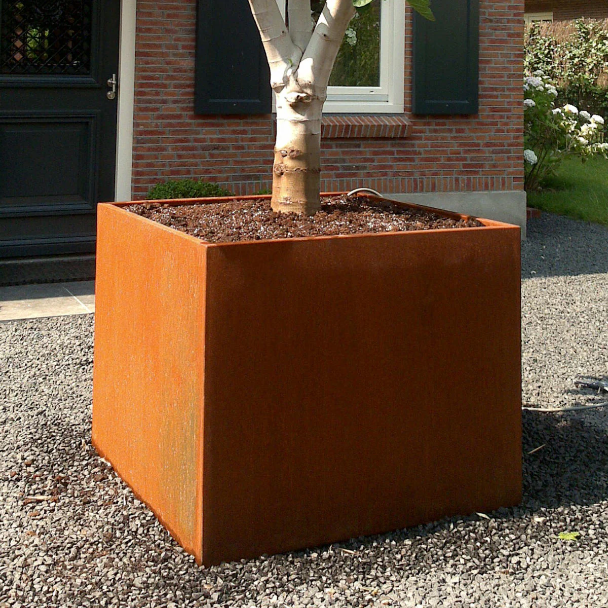 Square Corten Steel Cube Planters - Image 3