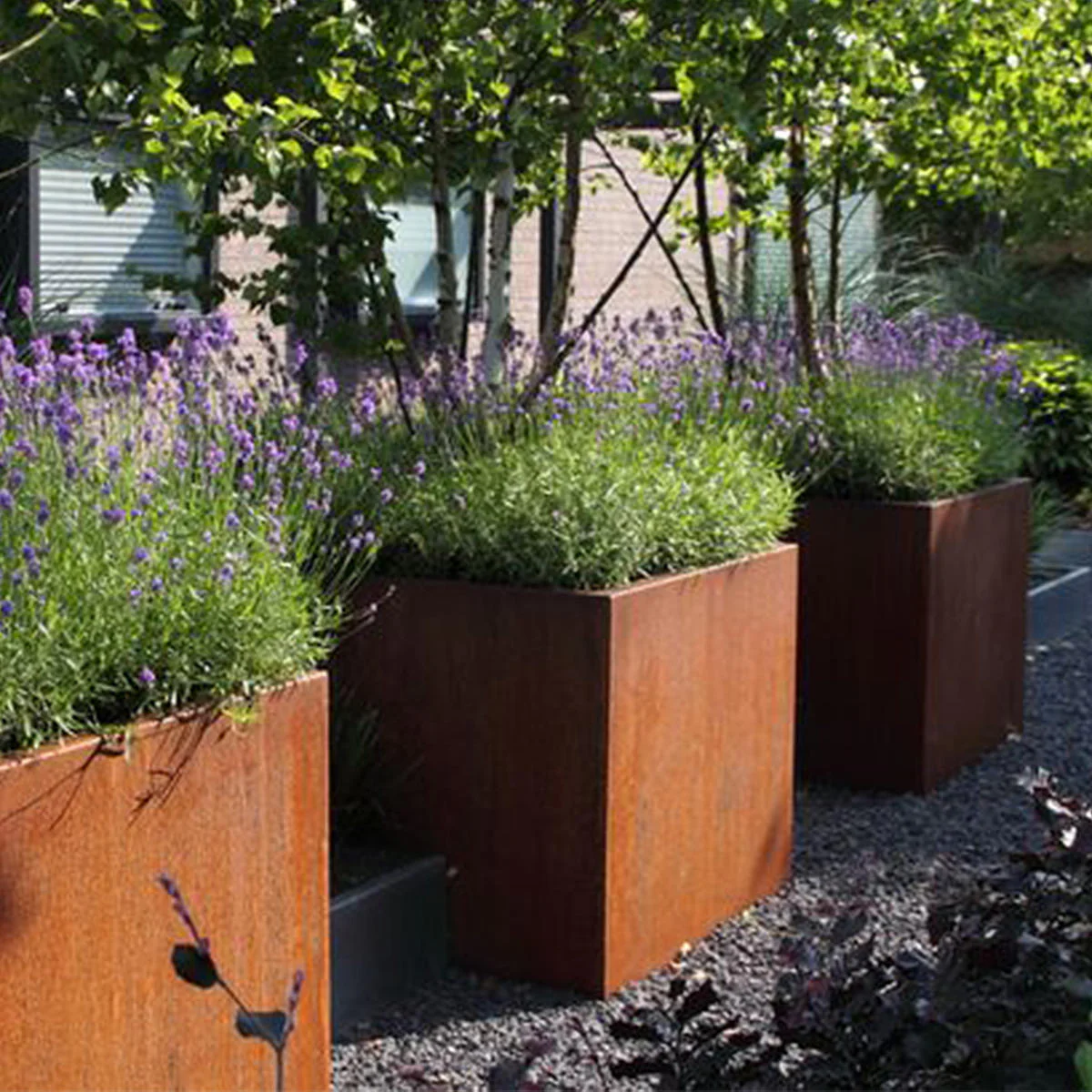Square Corten Steel Cube Planters - Image 4