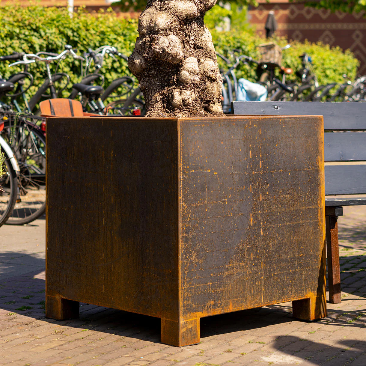 Square Corten Steel Planters with Feet - Image 3