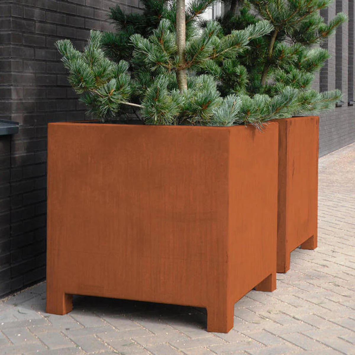Square Cube Corten Steel Planters with Feet