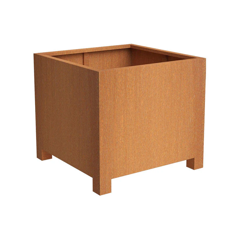 Square Cube Corten Steel Planters with Feet - Image 2