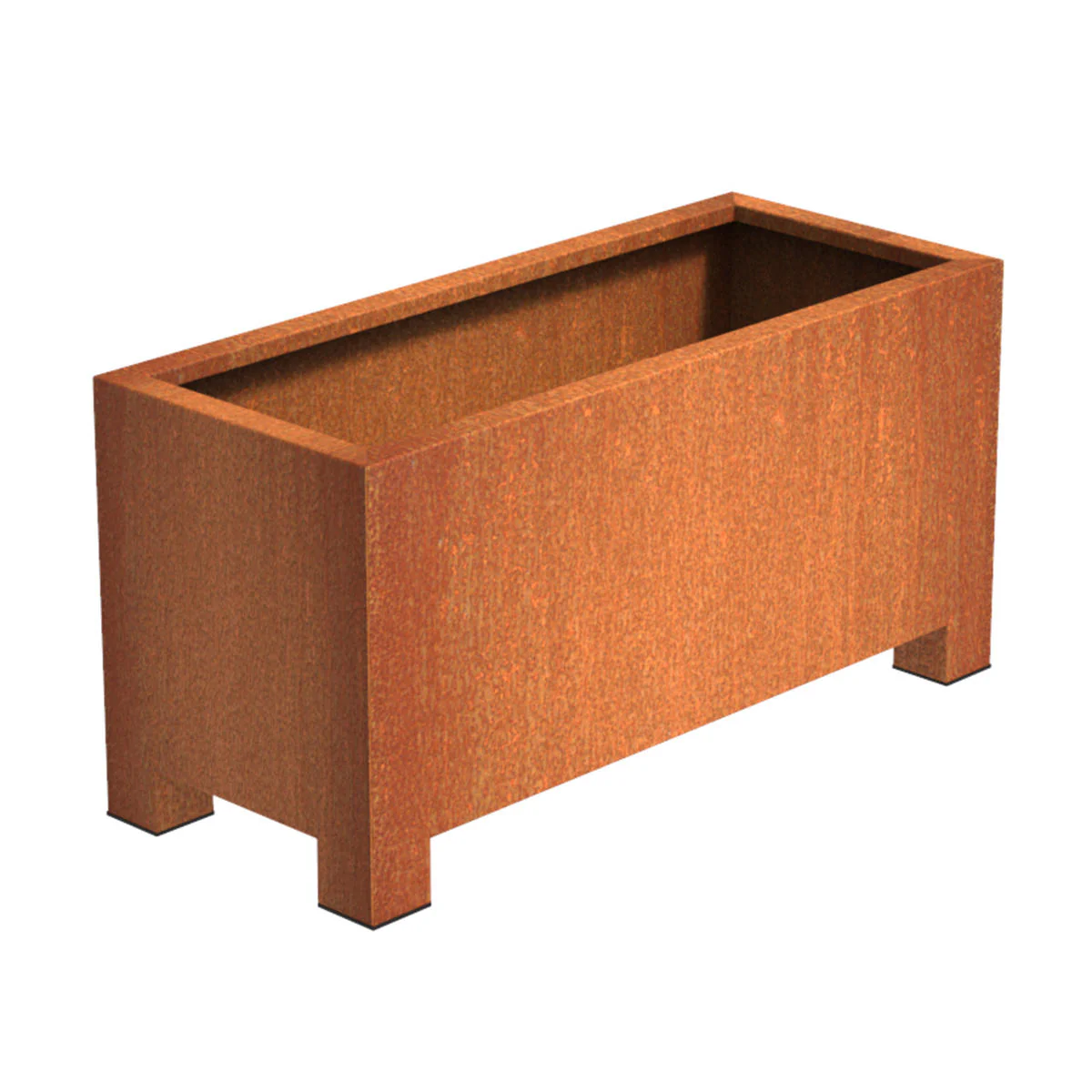 Square Trough Corten Steel Planters with Feet - Image 3