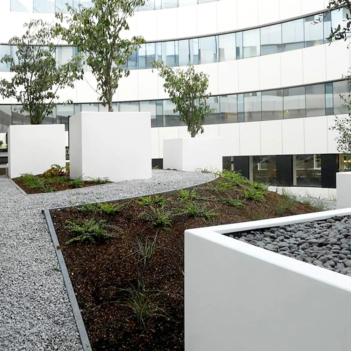 Square Trough Footed Aluminium Planters