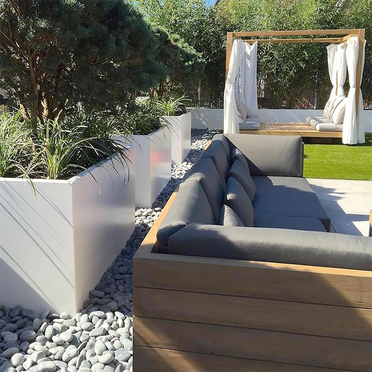 Square Trough Footed Aluminium Planters - Image 3