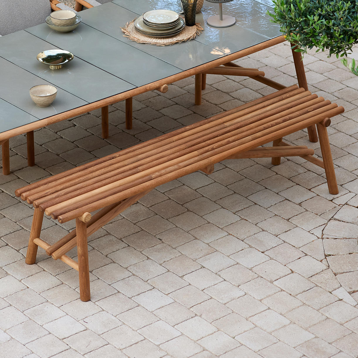 Sticks Outdoor Teak Bench