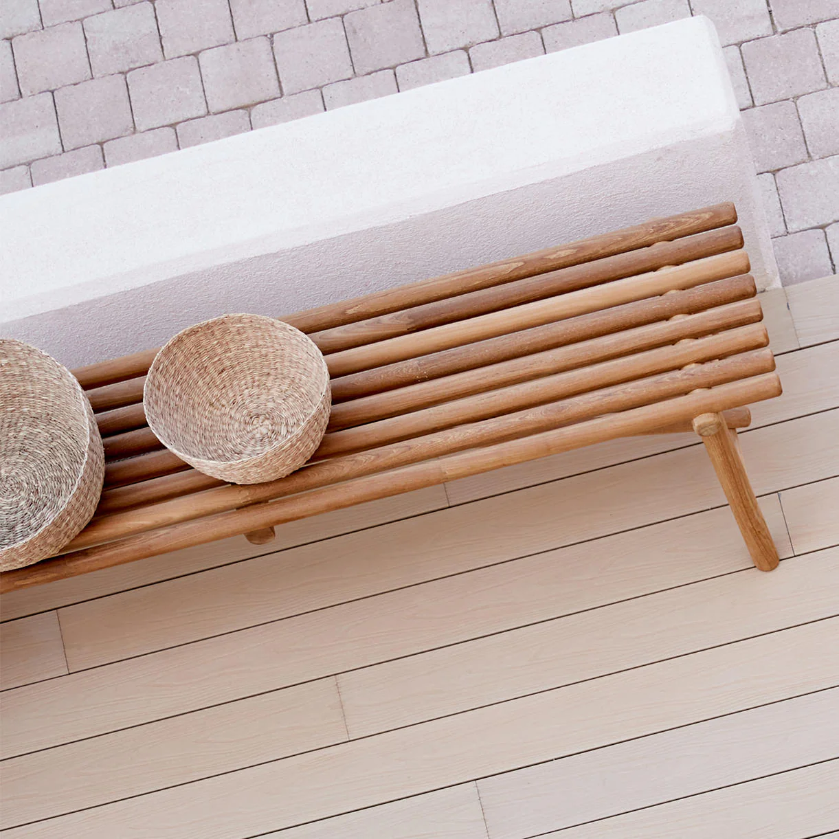 Sticks Outdoor Teak Bench - Image 4