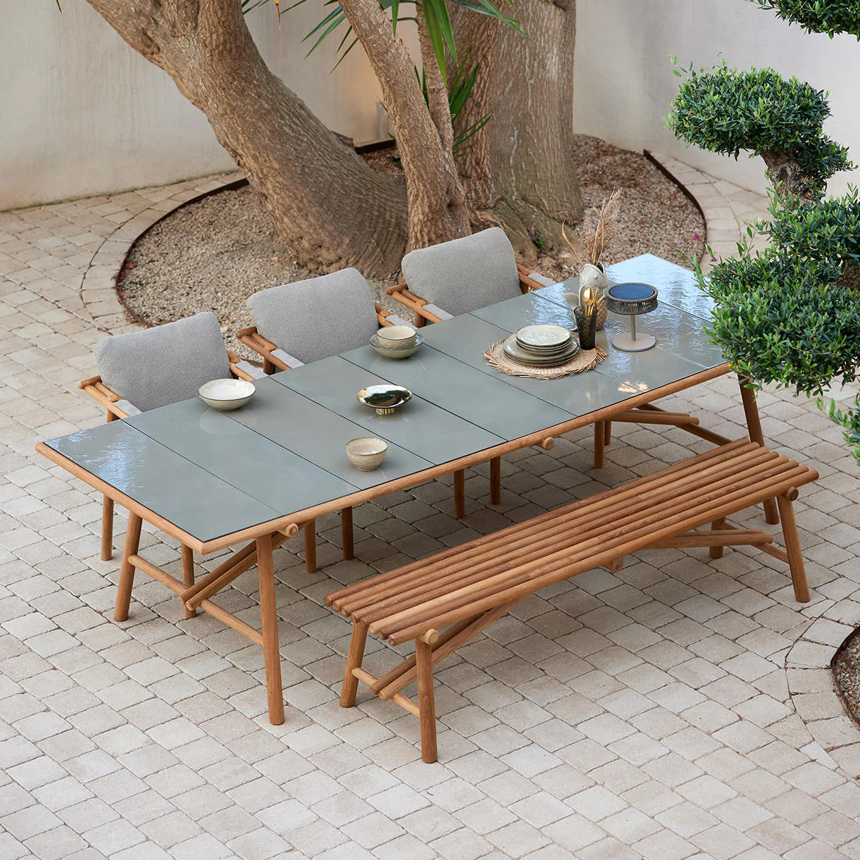 Sticks Outdoor Teak Bench - Image 5