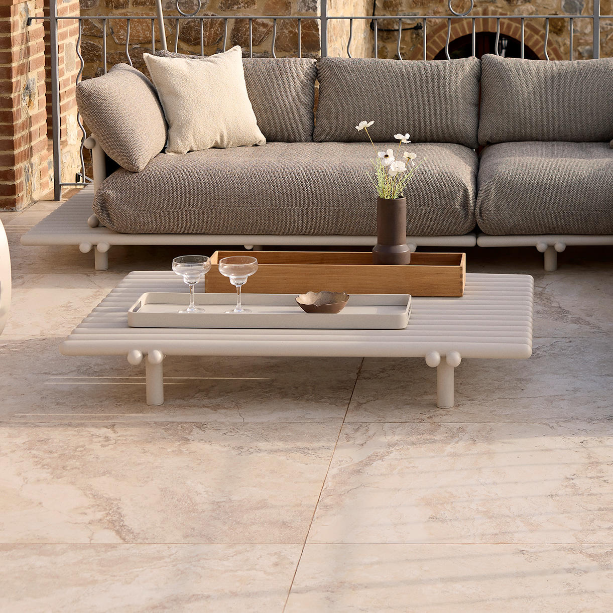Sticks Platform Aluminium Coffee Table - Sand - Image 3