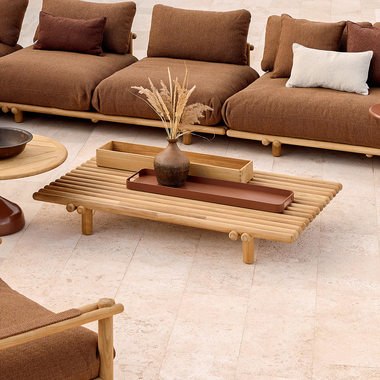 Sticks Platform Teak Coffee Table