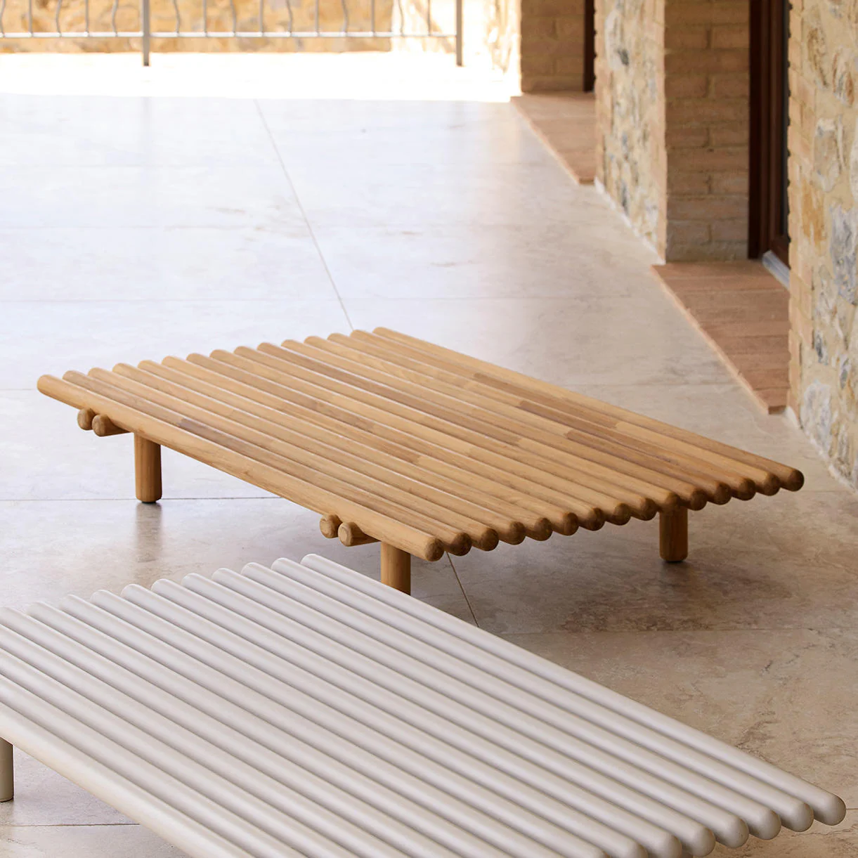 Sticks Platform Teak Coffee Table - Image 4
