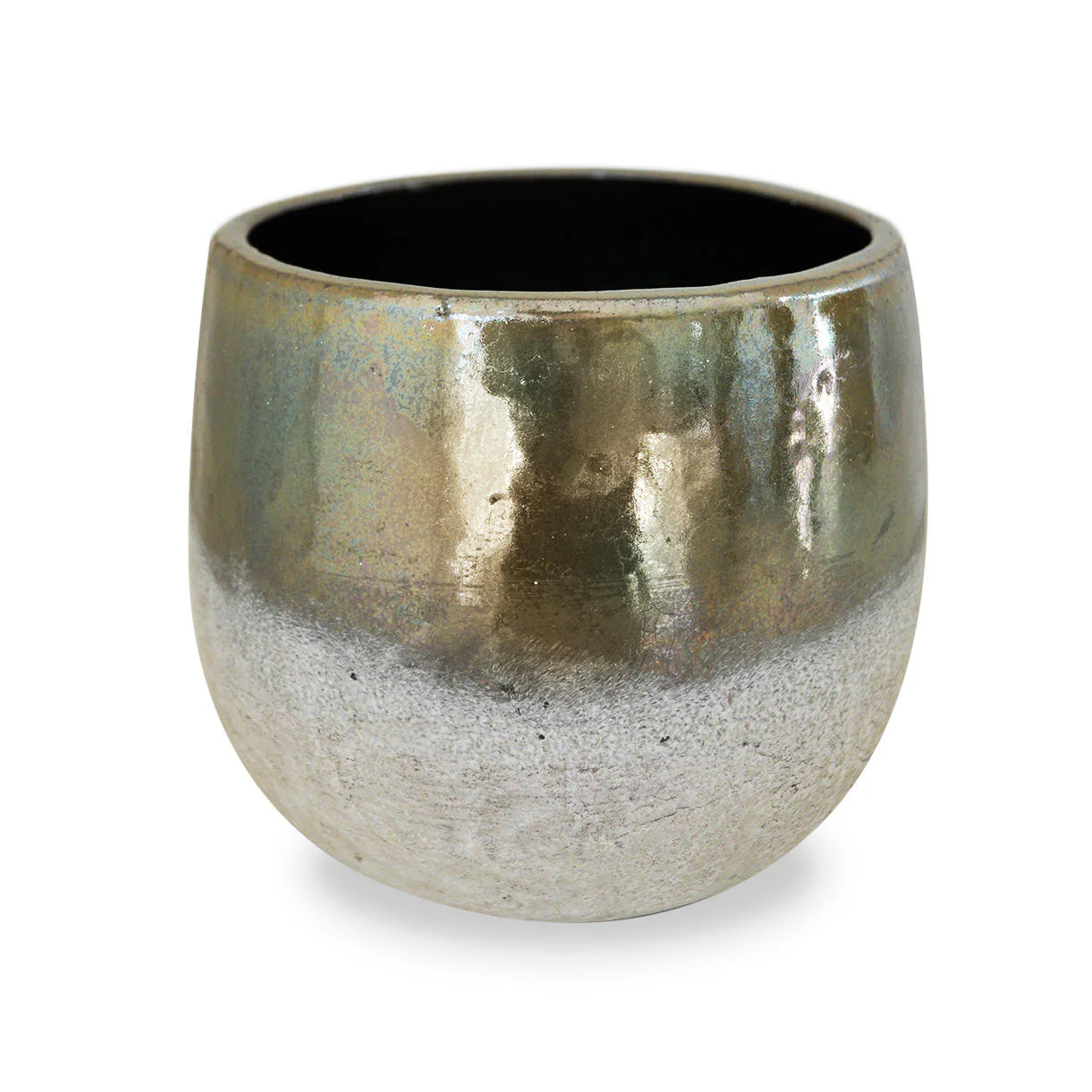 Green Gold Dip Glazed Stoneware Planter - Image 2
