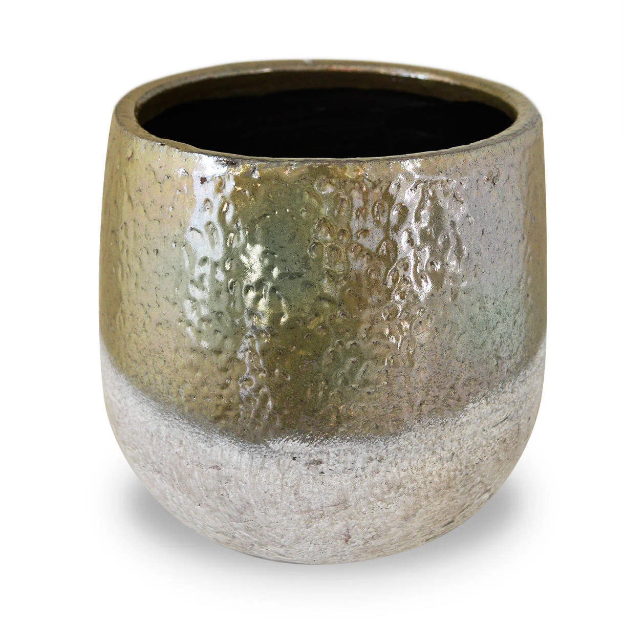 Green Gold Dip Glazed Stoneware Planter - Image 3