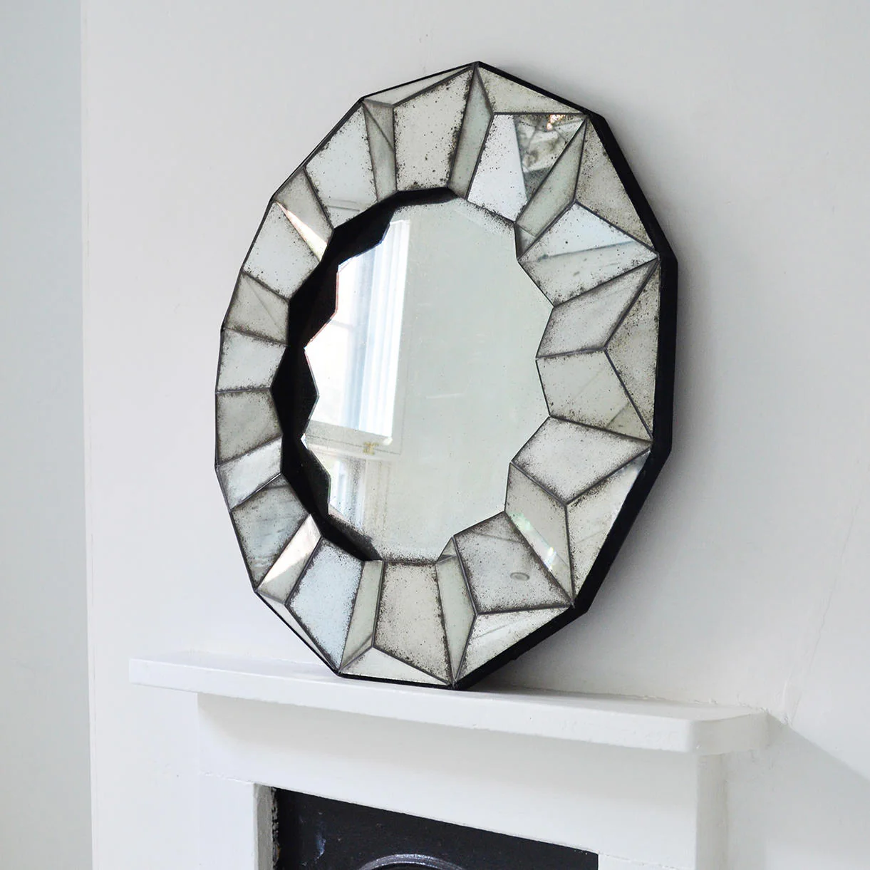 Sunburst Antiqued Round Mirror