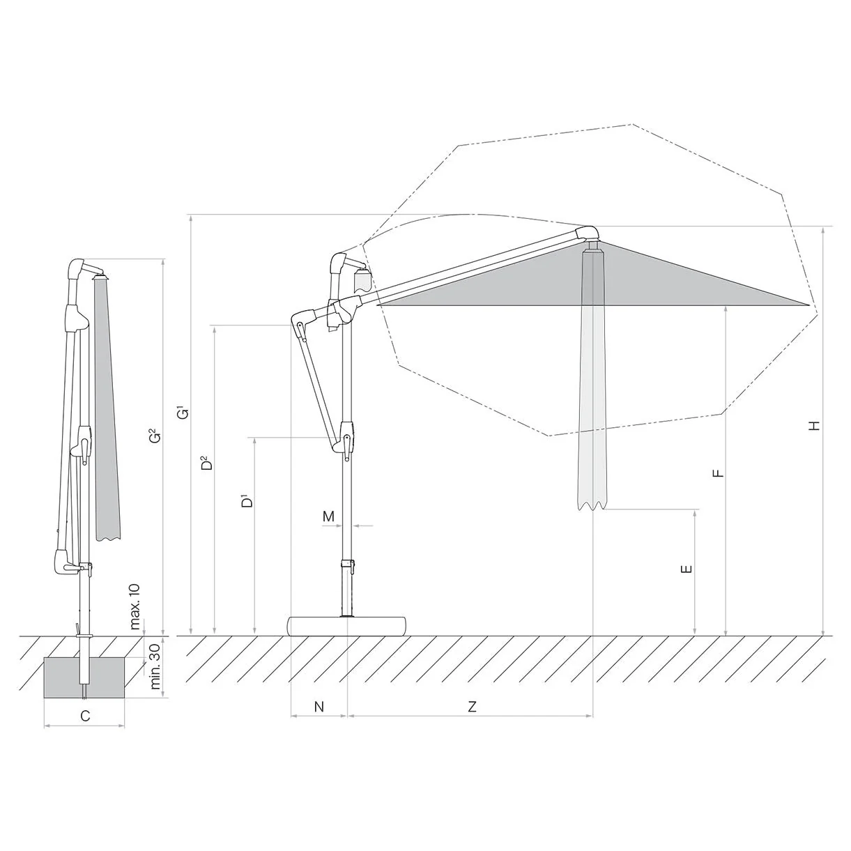 Sunwing Casa Round Cantilever Parasols - Image 4