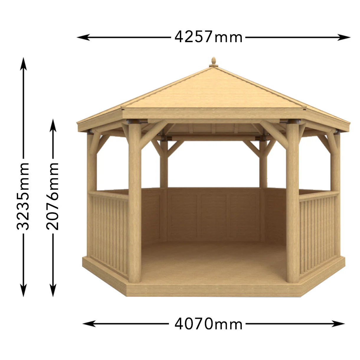 Timber Roofed Hexagonal 4m Gazebo - Image 2