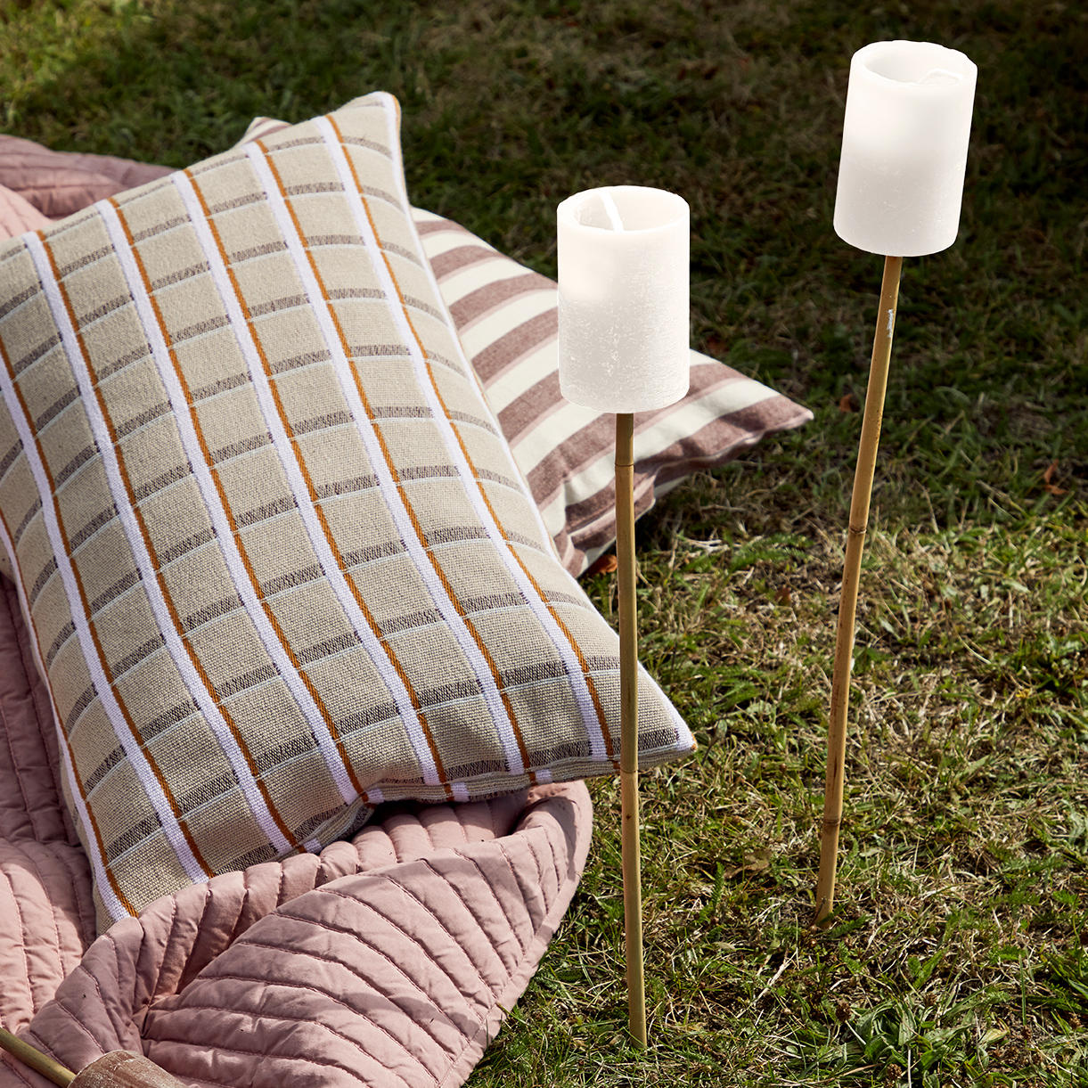Pair of Outdoor Candle Bamboo Torches