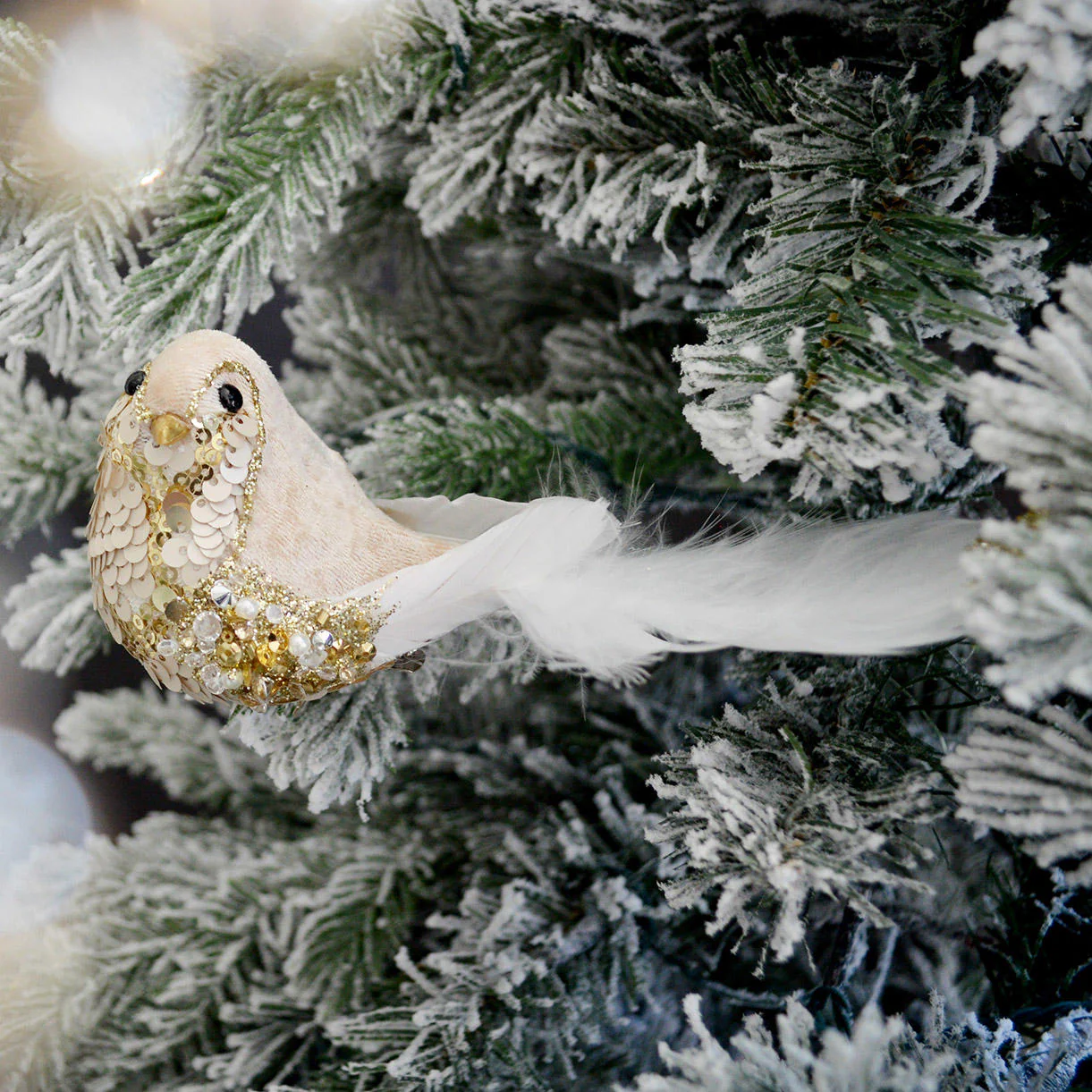 Velvet Sequined Bird Clip Decoration