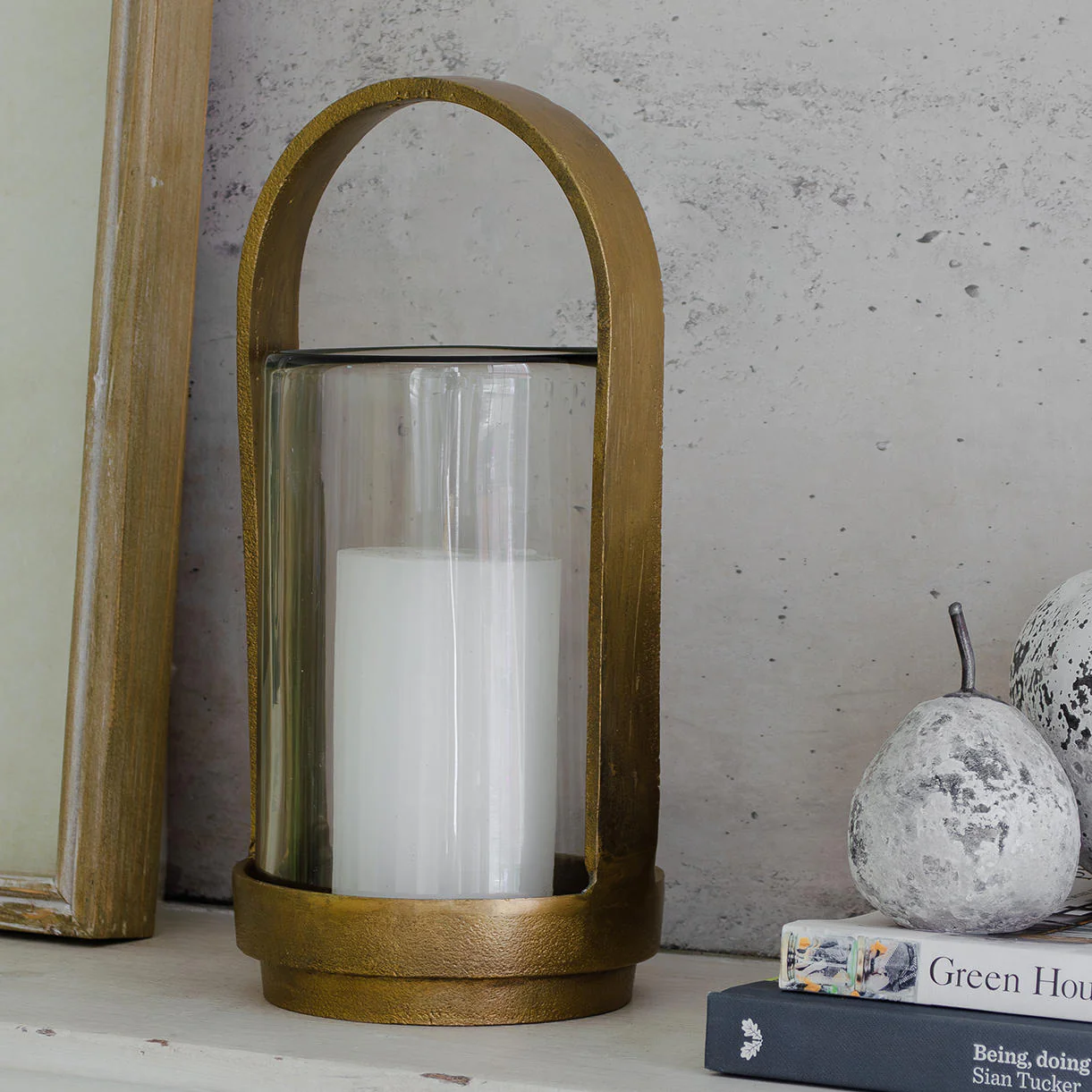 Vintage Brass Effect Hurricane Lantern - Image 2