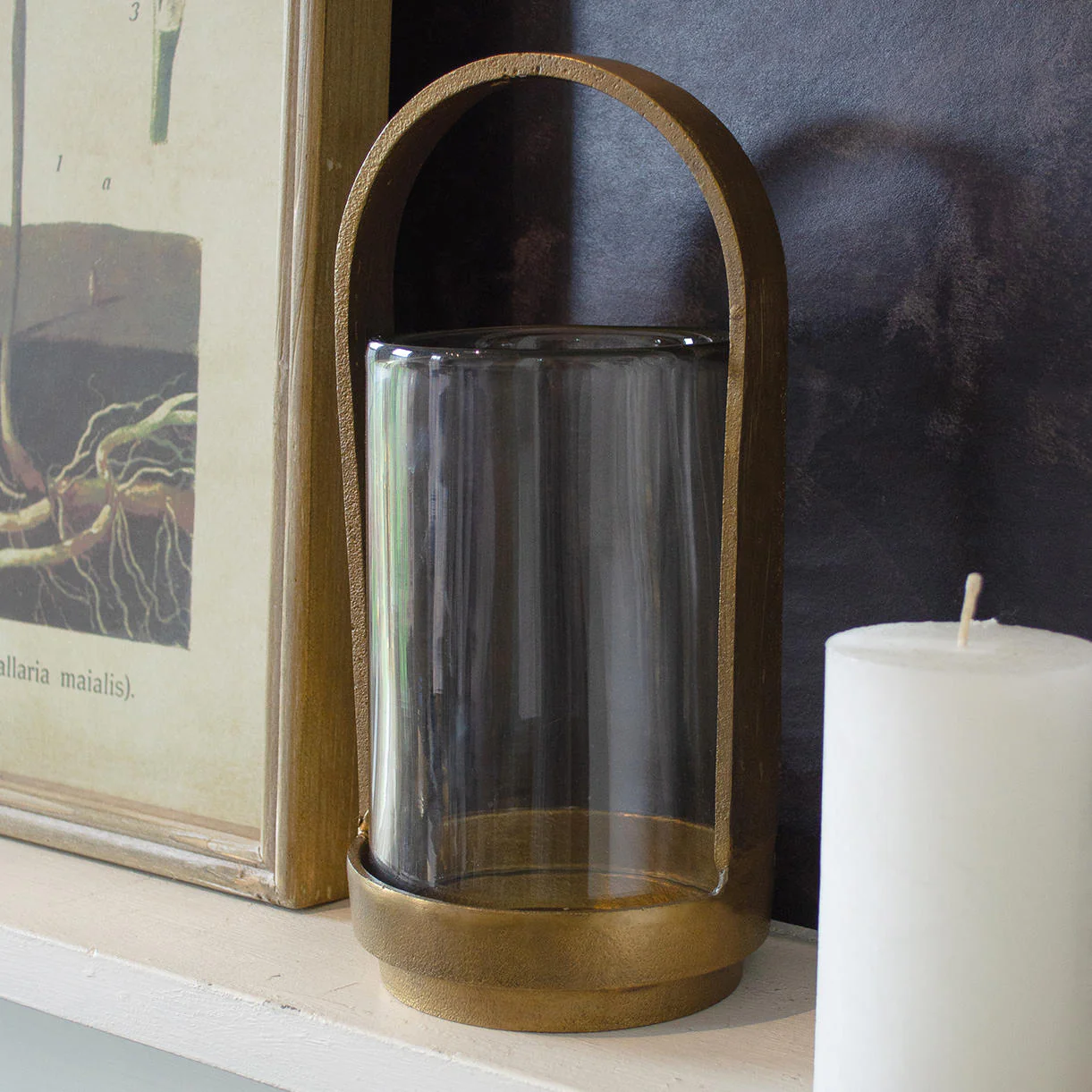 Vintage Brass Effect Hurricane Lantern - Image 3