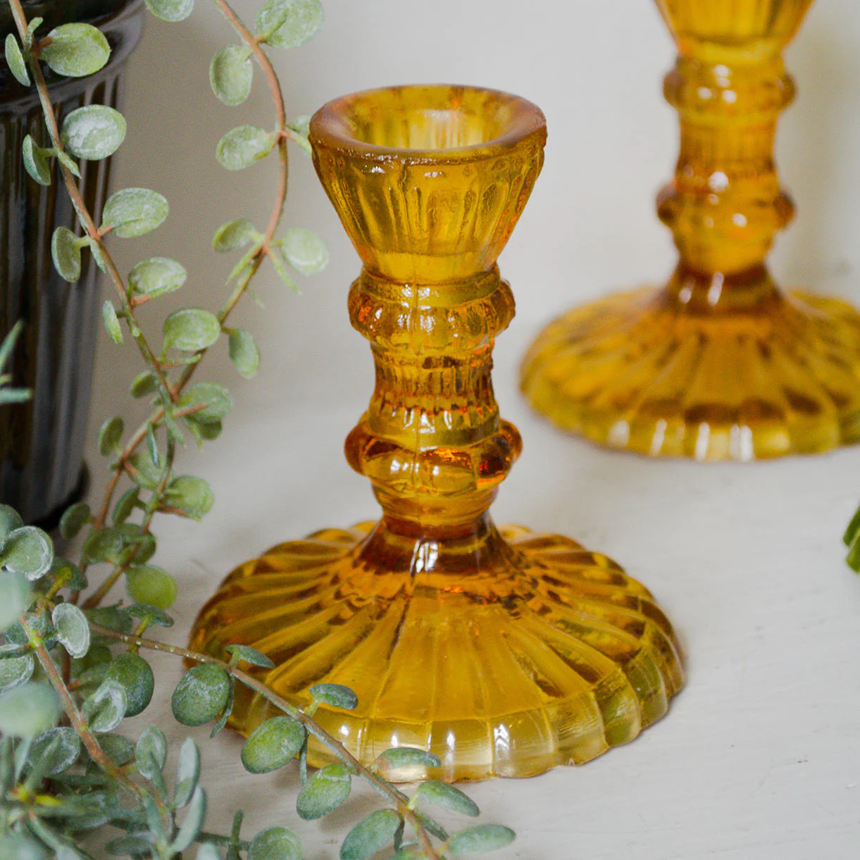 Vintage French Styled Glass Candlesticks