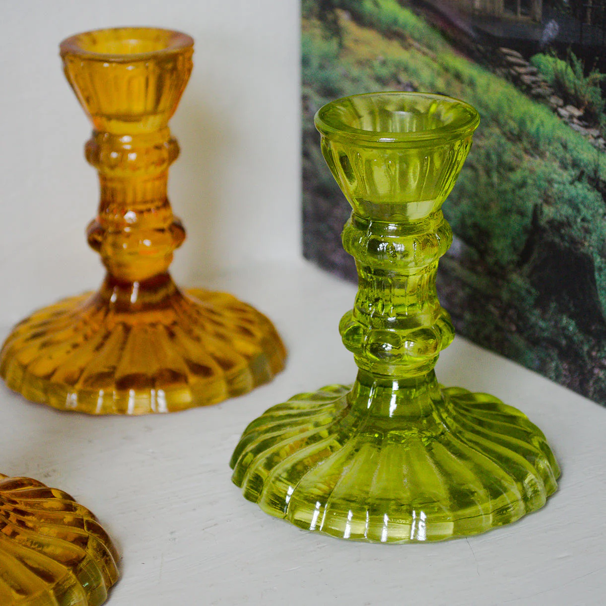 Vintage French Styled Glass Candlesticks - Image 3